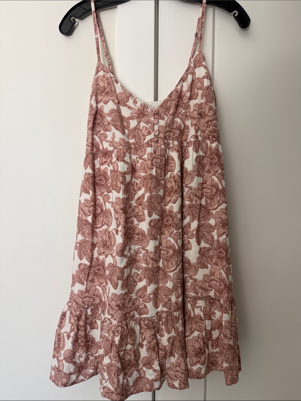 Abercrombie & Fitch babydoll Floral mini dress Pink and Cream Color size Small - Picture 2 of 11